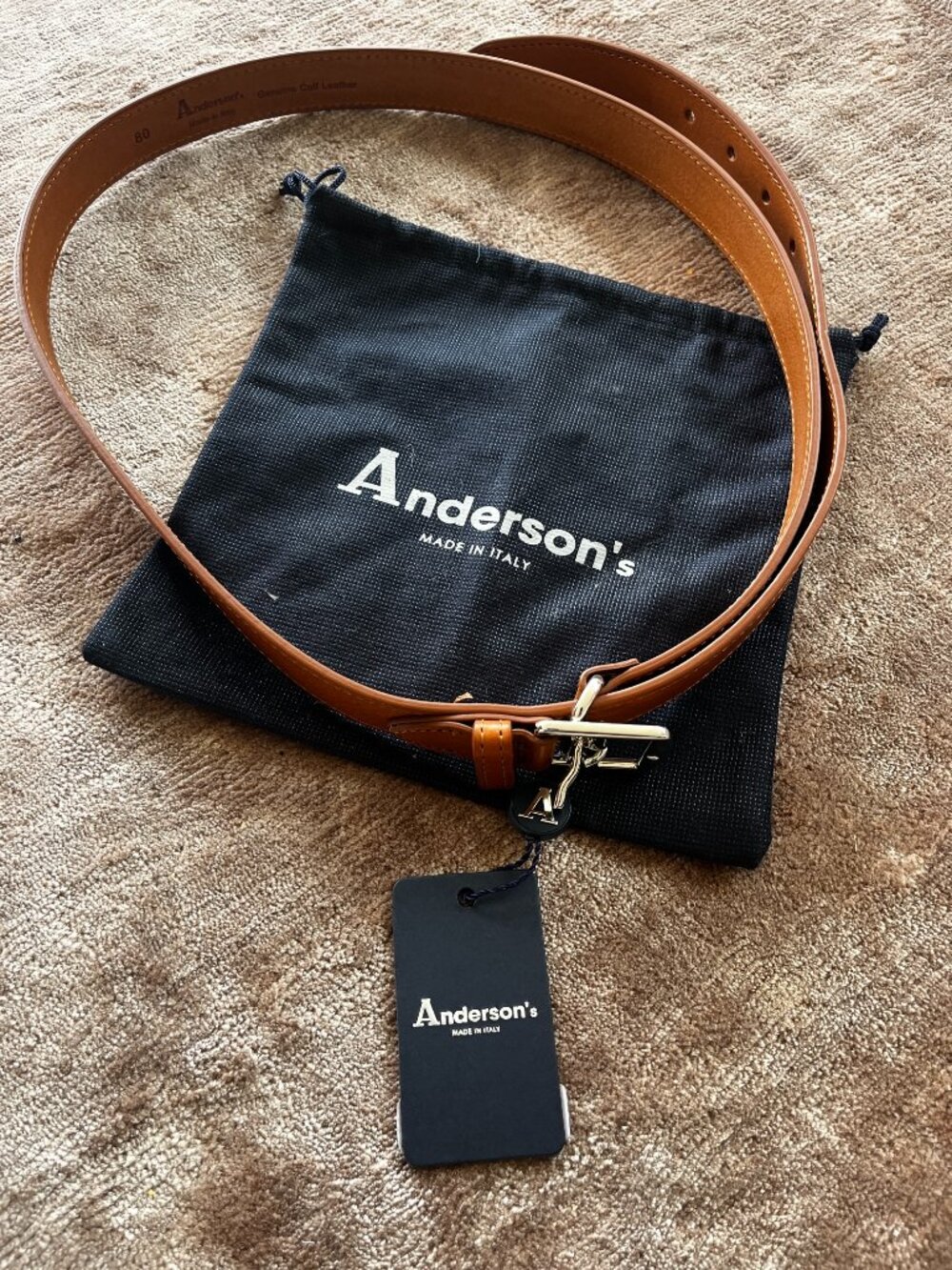 Anderson's Leather Belt NWT Never Worn Semi Formal Calf Leather Size US 8